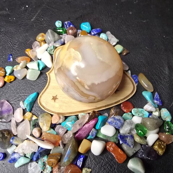 Planchette Crystal Sphere Stand holder wood - Picture 3 of 4